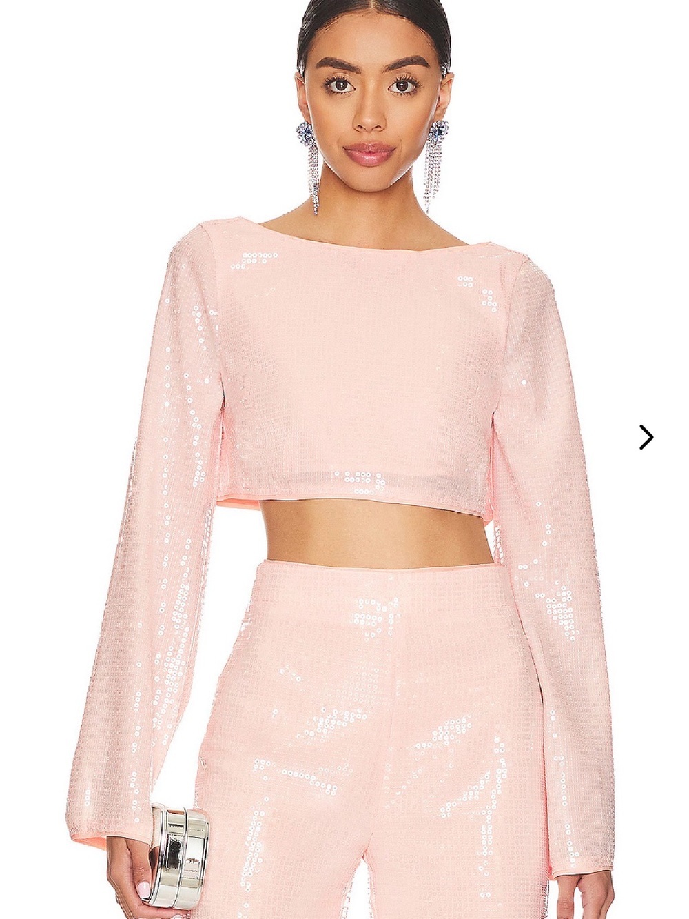 NWT Lovers + Friends Leighton Sequin Top Size XS in Champagne Pink